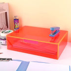 Gelite Acrylic Desk Organizer with Drawer for Makeup Vanity Stackable Desktop Storage Box for Office Supplies, 13.8 x 9.8 x 3.9’’, Neon Pink - Image 6