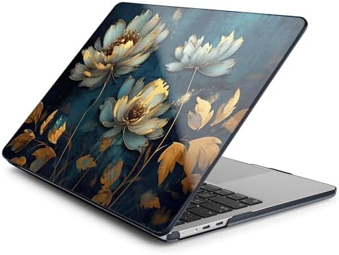 Batianda LumiArt Case for MacBook Air 13.6" M2-M5 Chip, Blue Gold Lotus - Image 3