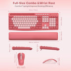 Pink Wireless Keyboard and Mouse Combo with Soft Wrist Rest & Phone Holder - Image 7