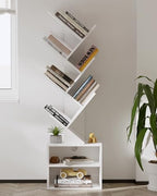 SUNMORY 6 Tier Tree Bookshelf, Tall Small Bookcase with Storage Cabinet - Image 7