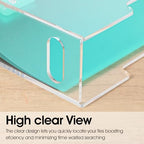 Acrylic File Folder Organizer, Clear Hanging Organizer Box for Letter Size, 5mm Thick Desktop File Holder with Handles, Slim Filing Storage Box for Desk Office Home - 1 Pack - Image 4