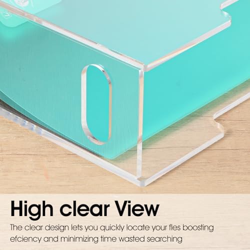 Acrylic File Folder Organizer, Clear Hanging Organizer Box for Letter Size, 5mm Thick Desktop File Holder with Handles, Slim Filing Storage Box for Desk Office Home - 1 Pack - Image 4