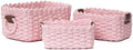 Woven Paper Rope Wicker Basket for Organizing(Set of 3,Pink) by QingtuHome