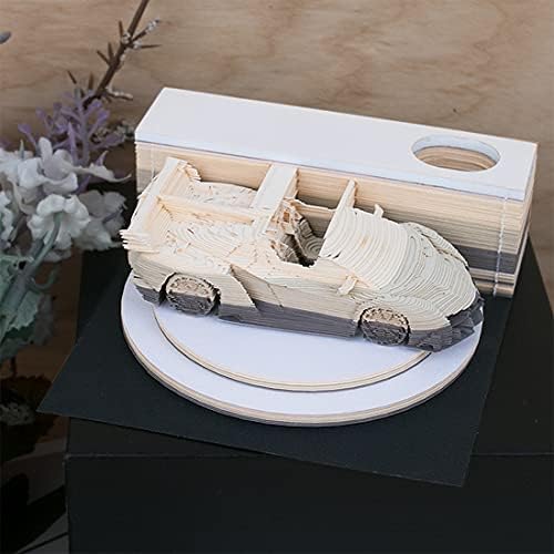 3D Paper Note Roadster Model Sticky Notes Paper Three-Dimensional Sports Car 3D Memo Pad Bookmark Pen Holder DIY Creative Gift (White) - Image 2