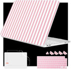 4-in-1 Hard Case for MacBook Neo 13 (A3404), Pink & White Stripes by WelcomeViseNewitems