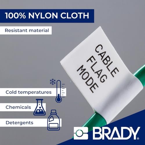 Brady Nylon Cloth Label Tape for Label Printer BMP51/BMP53/M511 - Self Adhesive Nylon Fabric Tape - Waterproof Tape Printer Labels - Black on White (25.40mm x 4.88m) - M5C-1000-499 - Image 3