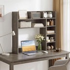 BECOMFORT Desk Hutch with LED Lights, Desk Organizer Shelf w/ 8 Storage Compartments, up to 25” Monitor, Wooden Display Rack, Desktop Bookshelf for Vanity Dressing Tabletop College Dorm Home & Office - Image 3