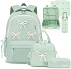 5PCS Bow Backpack for Girls with Bento Box & Water Bottle by Unknown