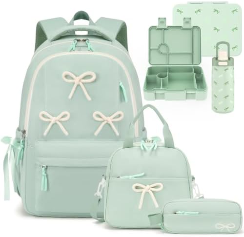 5PCS Bow Backpack for Girls with Bento Box & Water Bottle by Unknown