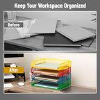 Mind Reader Stackable Paper Tray, Classroom Organizer, File Storage, Teachers, Metal Mesh, 4 Pcs., Multi-Colored - Image 5