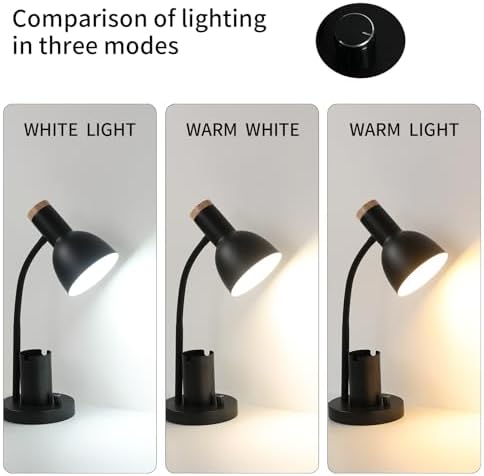 Adjustable Metal Desk Lamp with Pen Holder,Flexible Neck Table Lamp - Image 3