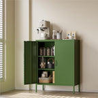COFaR Forest Green Metal Cabinet, 40” Kitchen Pantry & Coffee Bar Cabinet, 3-Tier Adjustable Shelf Organizer with Magnetic Doors, Rustic Modern Sideboard for Dining Room, Home Office by COFAR