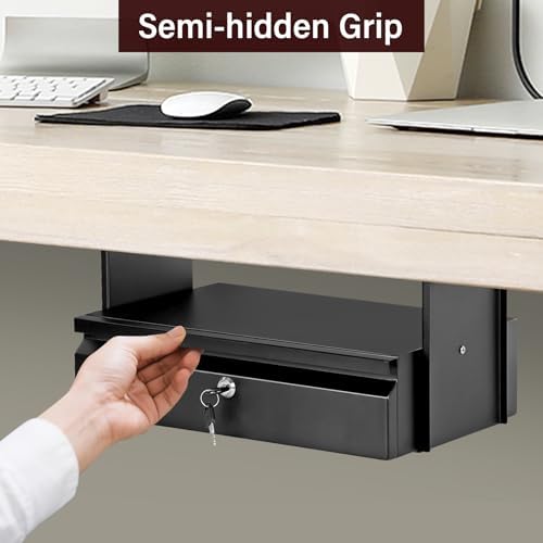 Under Desk Drawer 15.7" x 11.8" x 4.3" with Lock & Keys - Image 5