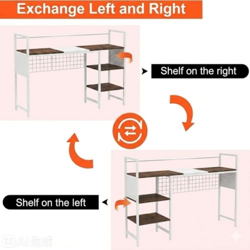 Desk Shelf Organizer with Pegboard & Hooks, Desk Hutch for Computer Monitor, Multi-Tier Wood Desktop Bookshelf Display Rack for Home Office Dorm Room (Simple White, 38.6‘’) - Image 5