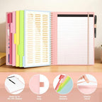 Clipboard with Storage for Men Women, Leather Padfolio Portfolio Organizer 5 Folders with 10 Pockets, Spiral Clipboard Folio with Notepad for Letter Size, Elastic Closure and Pen Loop Pink - Image 6