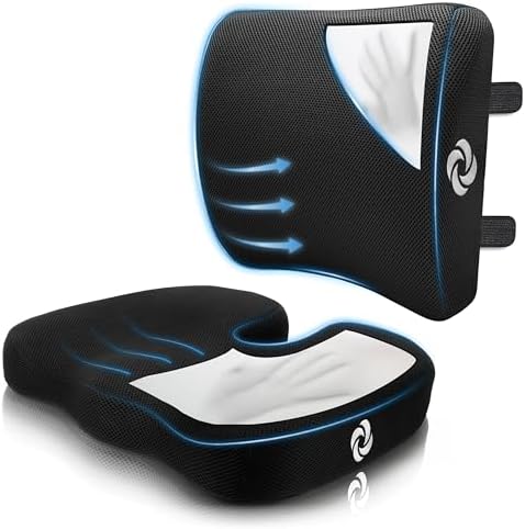 Samsonite [2-in-1 Ergonomic Seat Cushion and Lumbar Support Cushion Combo, Memory Foam Office Chair for Back Support and Car Seat Pillow by Unknown