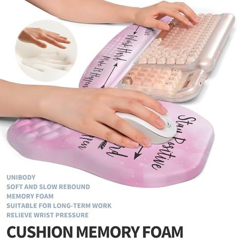 2-in-1 Ergonomic Set, Wave Keyboard Wrist Rest and Massage Slope Mouse Pad Wrist Support, Rebound Memory Foam for Relieve Carpal Tunnel Syndrome and Wrist Pain (Stay Positive) - Image 4