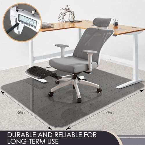 Kuyal Office Chair Mat for Carpet, Gray Heavy Duty Computer Chair Mat - Image 2