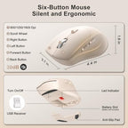 Wireless Keyboard and Mouse Combo, 2.4G Ergonomic Wave Keys(Milk Tea-A) - Image 4