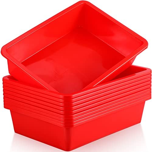Hoteam 10 Pack Flat Bins Paper Trays,Red,13.78 X 9.84 X 3.15 Inch by Hoteam