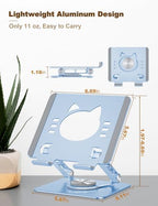 Aoviho Rotating Tablet Stand for Desk - [Adjustable] Drawing Stand for iPad, Portable Aluminum Desktop Holder, Compatible with 4.7–12.9 inch Devices, (Sky Blue) - Image 3