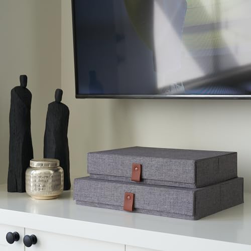 ZICOTO Decorative Photo Storage Boxes with Lids - Set of 2 Linen Organizers - Image 6