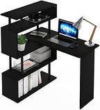 Furinno Classic Desk, 40" Wide L-Shape Gaming Desk, Computer Desk, Writing Desk with 5-Tier S-Shaped Side Shelves for Home Office, Study Room, Dorm, Bedroom, Americano - Image 4