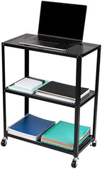 Mind Reader Rolling Cart, Rolling Cart, Microwave Stand, 3-Tier, Coffee Cart, Office, Metal, 23" L x 12" W x 30" H, Black - Image 5