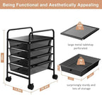 Rolling Storage Cart with Drawers 4-Tier Office Transparent Black - Image 2