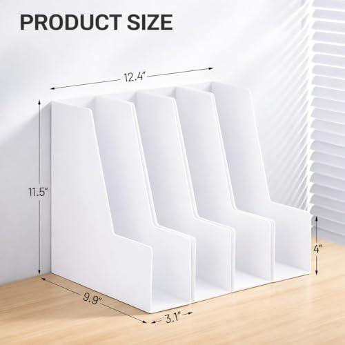 CiWiVOKi Vertical Magazine File Holder, 4 Pack, White - Image 2