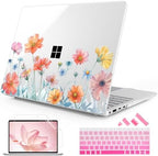 Mektron Case for 13.8" Microsoft Surface Laptop 8/7 (2026/2024) Surface Laptop 13.8 Inch Cover Fits Model 2036, Keyboard Cover +Screen Protector +Dust Plugs, Wildflower by Mektron