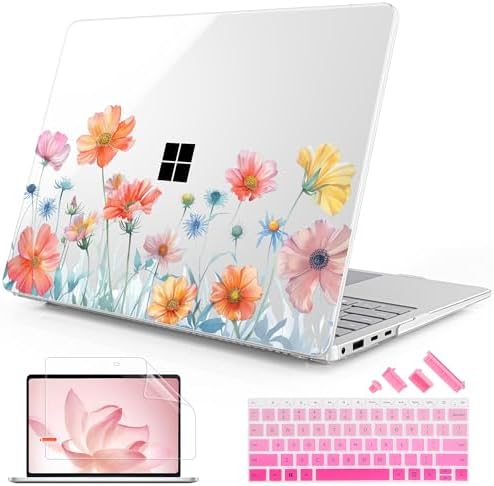 Mektron Case for 13.8" Microsoft Surface Laptop 8/7 (2026/2024) Surface Laptop 13.8 Inch Cover Fits Model 2036, Keyboard Cover +Screen Protector +Dust Plugs, Wildflower by Mektron