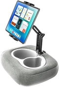Pillow Tablet Holder Stand, 360°Adjustable Tablet Pillow Mount for Bed Lap Desk [Soft Skin-Friendly Fabric] fit for iPad, Galaxy Tab, Kindle, Fire, Phone, 4-13" (Detachable Washable, Gray) by YOOZ