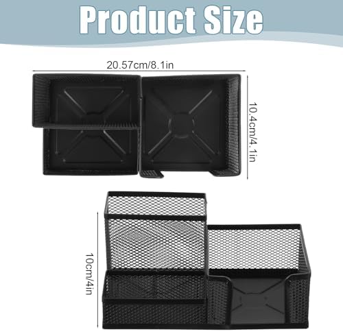 6 PCS Mesh Pen Holder Desk Organizer, Metal Pen Holder Sticky Notes Pencil Holder Caddy Desk Pen Organizer for Office Supplies Workspace School Home, Black - Image 2
