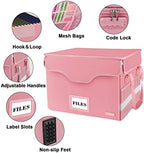 DocSafe Fireproof Document Box with Lock,File Storage Organizer with Pockets,Collapsible Portable File Box Home Office Safe Filing Cabinet with Handle for Hanging Letter/Legal Folders,Pink,2 Pack - Image 5