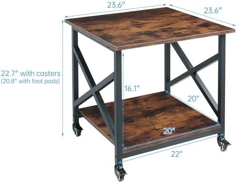 Fannova 23.6"x23.6" Large Printer Stand, 2 Tier Square Table for 3D Printer - Image 3