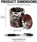Purple Red Marble Round Pen Holder with Lid for Desk - Image 4