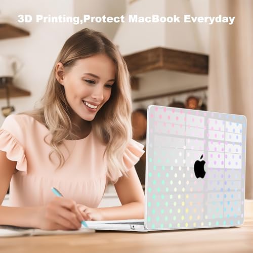 Teryeefi Compatible with MacBook Air 13 inch Case M5 2026 M4 2025 Model A3449 A3240 A3113 A2681, Hard Shell&Keyboard Cover&Screen Film&Type C for MacBook Air 13.6 inch Case - Clear Polka Dots - Image 3