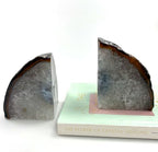 Natural Agate Geode Bookends - 2 to 3 lb Heavy Duty Rock Crystal Stone Book Ends for Shelves, with Rubber Bumpers, Decorative Book Holders for Home Office - Image 2