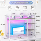 Desk Hutch with Colorful RGB Lights, 4 Tier Desktop Shelf for Max 28" Computer Monitor, Desk Organizer Shelf for Tidy Storage Display, Desktop Bookshelf for Home, Office, Dorm, Gaming Table, Kitchen - Image 3