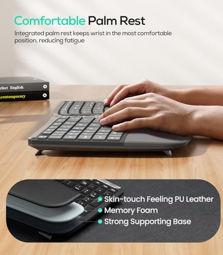 Nulea RT07B Wireless Ergonomic Keyboard - Split Keyboard, Wrist Rest, Natural Typing, Bluetooth and USB Connectivity, USB-C Rechargeable,Compatible with Windows Mac (Silver White) - Image 4