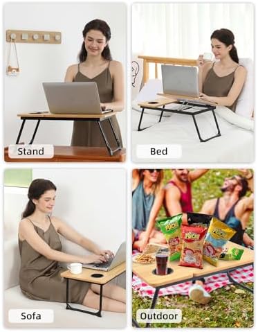 Lap Desk for Couch/Sofa/Floor, 5-Angle Adjustable Bed Desk with Foldable Legs &Cup Holder, Light Weight Bed Tray Table for Writing/Eating/Reading, Portable Laptop Stand for Adults, Kids - Image 5