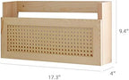 FIRADE Wood Magazine Wall Rack with PE Rattan Grid,Size 17.3" x 4" x 9.4",File Holder For Entryway,Living Room,Waiting Room,Kids’ room,Office - Image 4
