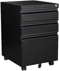Fesbos 3 Drawer Mobile Metal File Cabinet, Black Filling Cabinets with Lock, Pre-Built Office Storage File Cabinet with Wheels Under Desk - Assembled Required by Fesbos