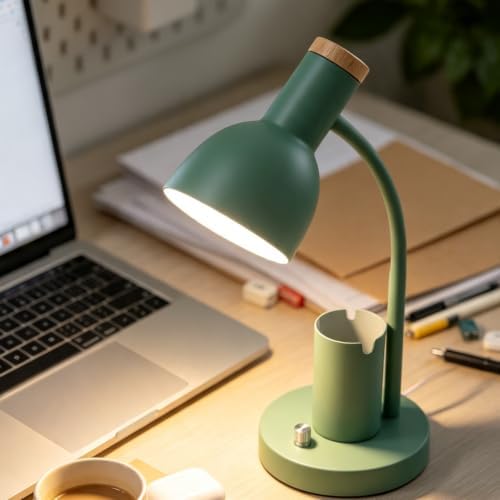 Adjustable Metal Desk Lamp with Pen Holder,Flexible Neck Table Lamp - Image 4