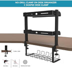 3 Tier Clamp on Desk Shelf,Desktop Organizer with Under Desk Hidden Basket - Image 5
