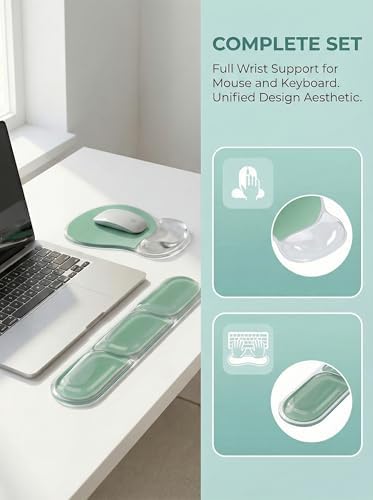 AUPET Ergonomic Gel Mouse Pad and Keyboard Wrist Rest Set, Crystal Gel Cushion Support, PU Base, Smooth Tracking Surface, Easy to Clean Desk Accessories for Office Home Laptop (Gradient Mint Green) - Image 2
