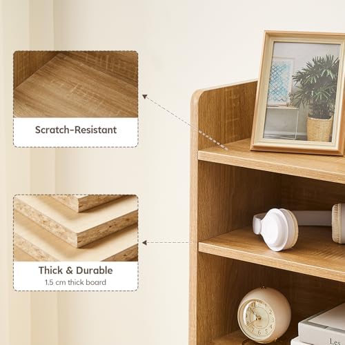 OFCASA Desktop Bookshelf, Countertop Storage Hutch with 7 Shelves for Computer Desk, 35.4'' 3-Tier Display Rack, Multipurpose Wooden Desk Hutch Storage Organizer for Home Office Dorm, Natural - Image 4