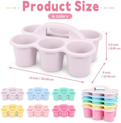 6 Pack Classroom Caddy With Handle, Pink Purple - Image 2