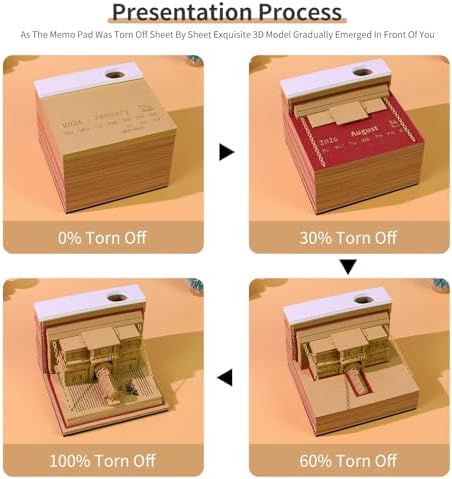 3D Memo Pad, 3D Calendar 2027, Time Piece Calendar, Tear-Off Calendars 2027, 3D Paper Carving Art Memo Pad, Art Carving Sticky Notes for Office Home Gifts Ornaments (Train in the book) - Image 4